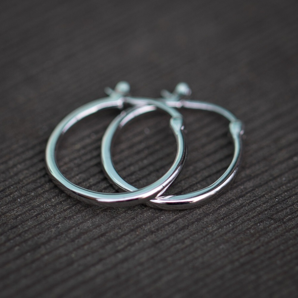 Men's White Gold Plated Hoop Earrings